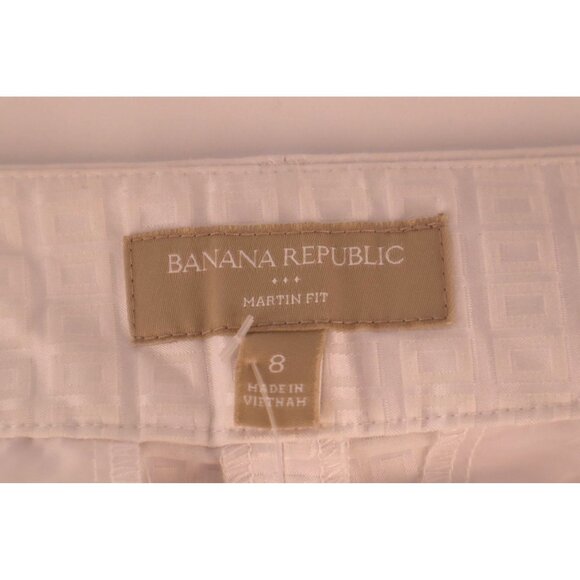 Banana Republic Martin Fit Womens Cropped Pants Size 8 White Textured Cotton Ble - Picture 5 of 10